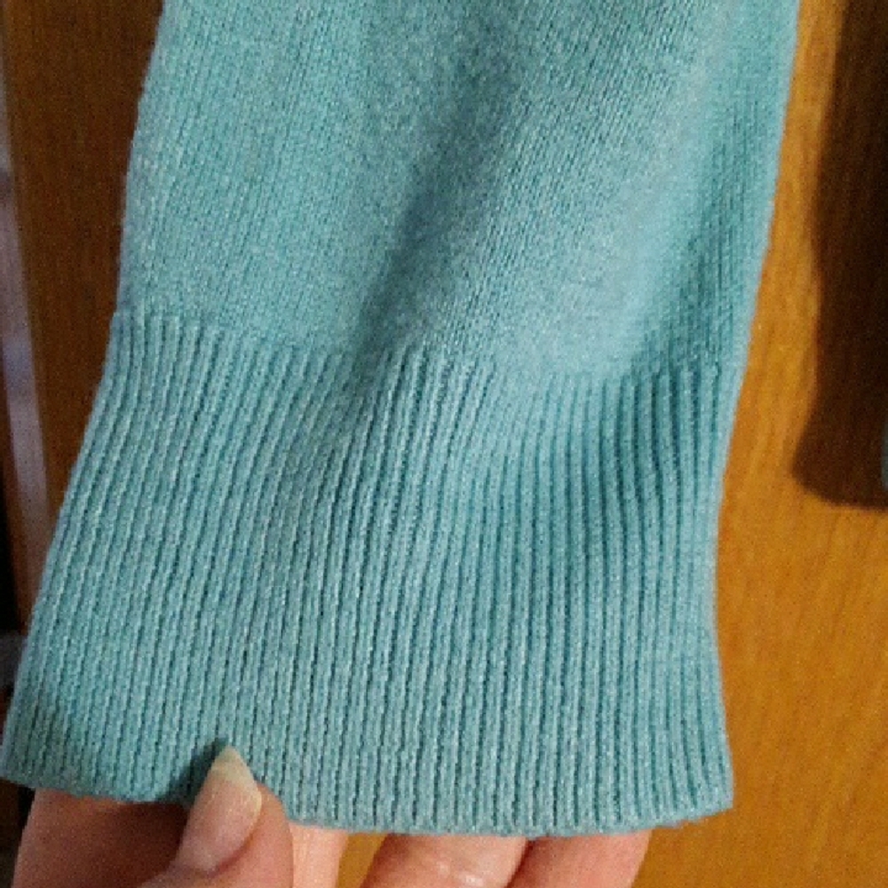 croft & barrow Teal Button-Up Crewneck Cardigan - Picture 7 of 7
